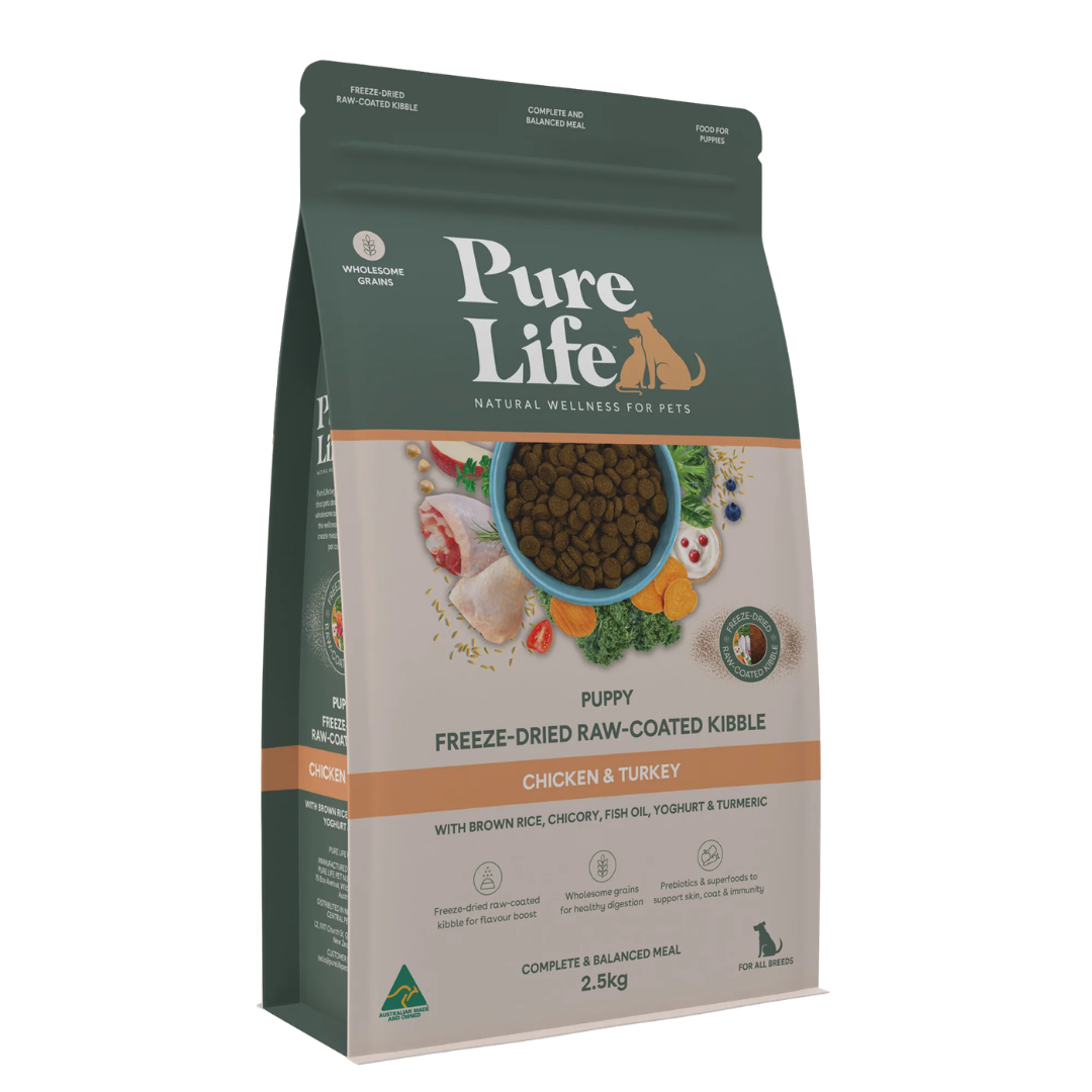 Pure Life – Puppy – Freeze-Dried Raw Coated Kibble – Chicken & Turkey