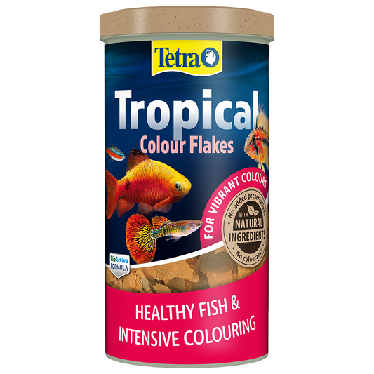 Tetra Tropical Colour Flakes tub, colour enhancing flake food for tropical fish