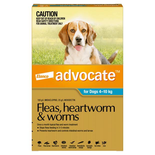 Advocate For Dogs – Fleas, Heartworm & Worms – 6 Tubes