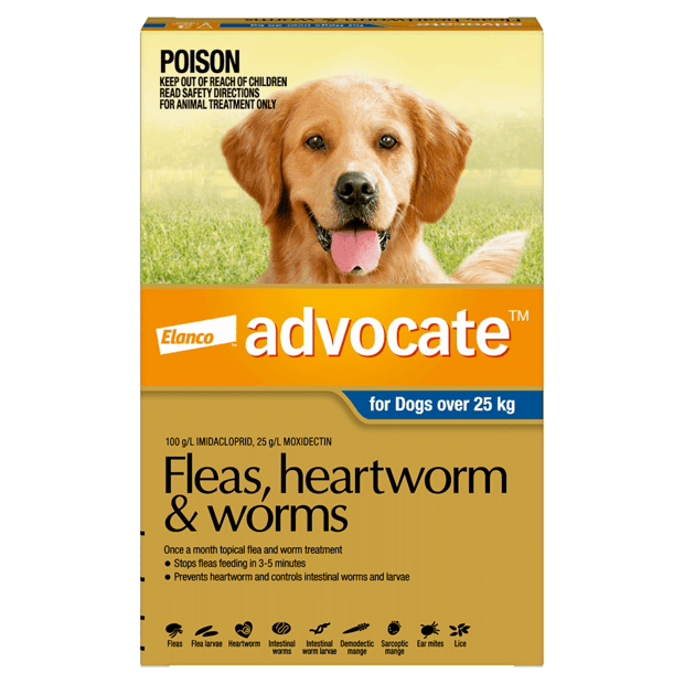 Advocate For Dogs – Fleas, Heartworm & Worms – 6 Tubes