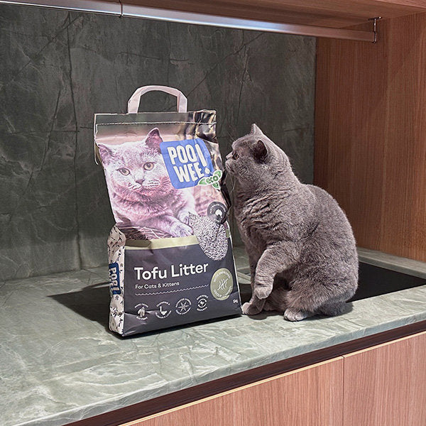 PooWee! Tofu Litter being used in a cat litter tray