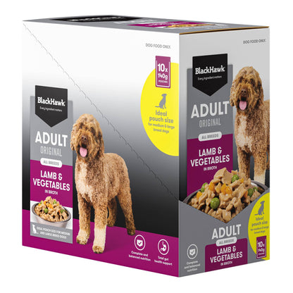 Black Hawk Adult Dog Lamb & Vegetables 140g pouch, angled right view