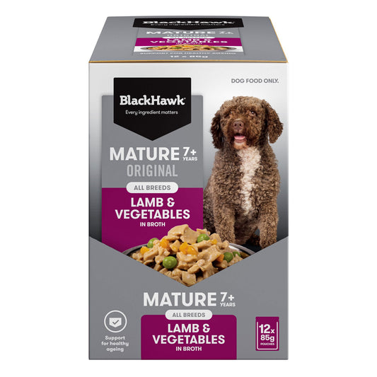 Black Hawk Wet Food Pouch, Mature Dog Lamb & Vegetables, front view