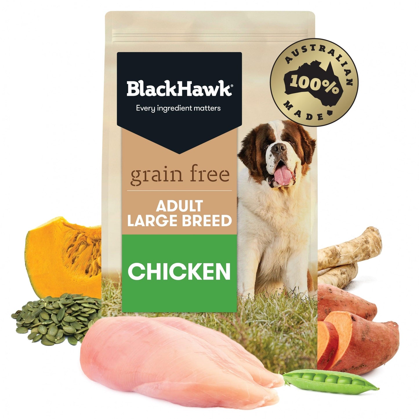 Black Hawk – Adult Dog – Large Breed – GRAIN FREE – Chicken