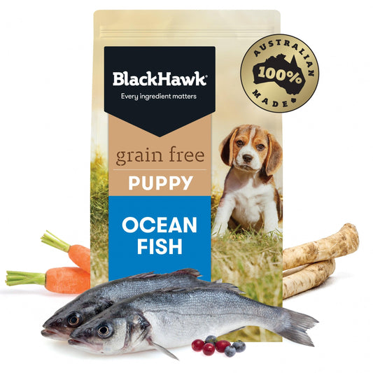 Black Hawk Puppy GRAIN FREE – Ocean Fish - 15kg, 7kg and 2.5kg