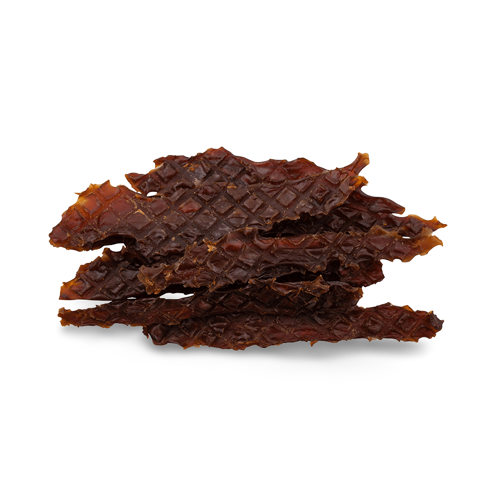 Blackdog Duck Jerky strips laid out showing slice size and texture