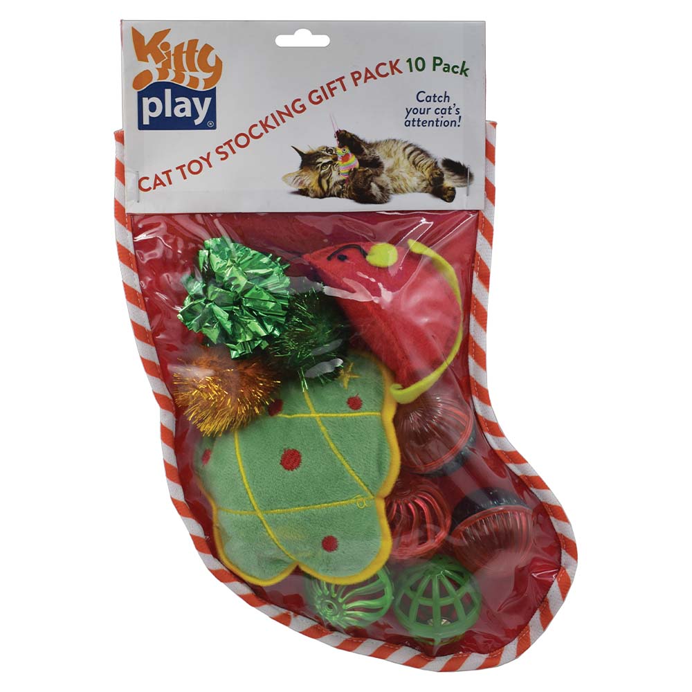 Kitty Play Christmas Cat Toy Stocking, full view