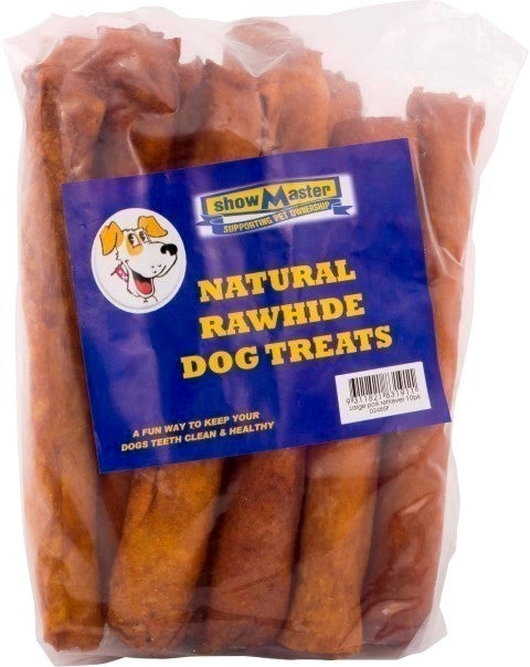 Pack of 10 beef flavoured Rawhide Retriever Rolls