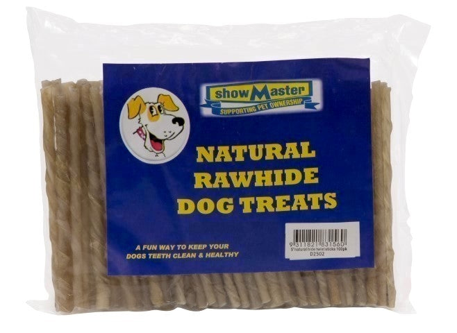 Pack of 100 natural Rawhide Twist Sticks