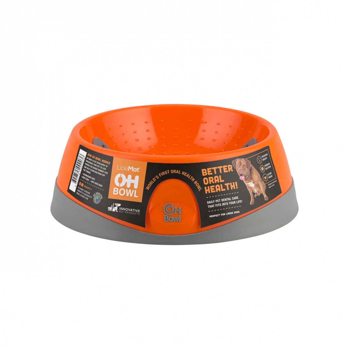 LickiMat OH Bowl in orange with dog food