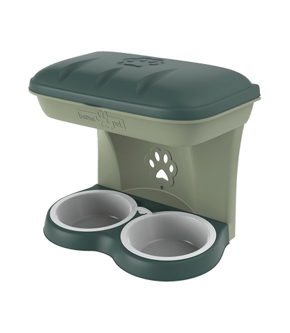 Bama wall-mounted dog food stand in green