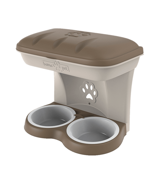 Bama Pet Food Stand in taupe, full view