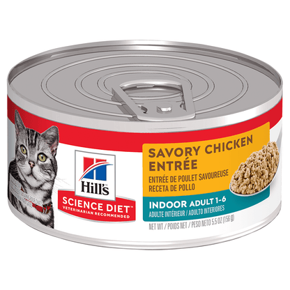Hill's Science Diet Adult Indoor Savory Chicken Entree canned cat food front