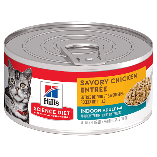 Hill's Science Diet Adult Indoor Savory Chicken Entree canned cat food front