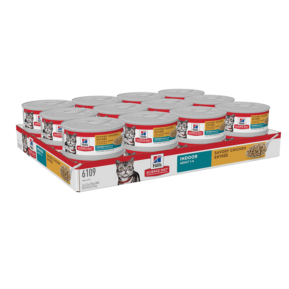 Hill's Science Diet Adult Indoor Savory Chicken Entree canned cat food nutrition label