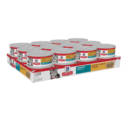 Hill's Science Diet Adult Indoor Savory Chicken Entree canned cat food nutrition label