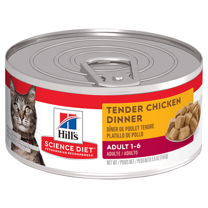 Hill's Science Diet Adult Tender Chicken Dinner canned cat food front