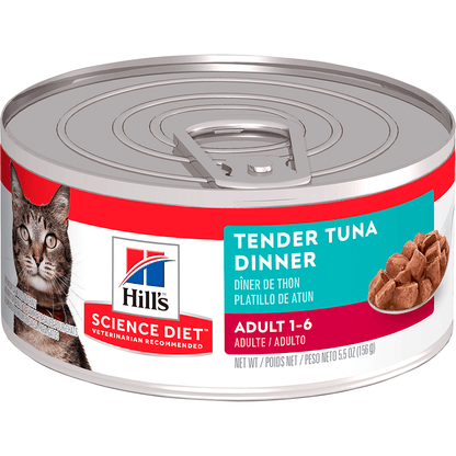 Hill's Science Diet Adult Tender Tuna Dinner canned cat food front