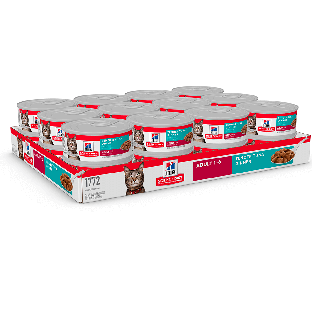Hill's Science Diet Adult Tender Tuna Dinner canned cat food nutrition label