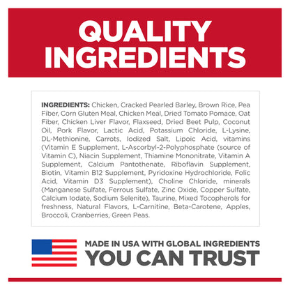 Hill's Science Diet Perfect Weight Small Bites nutrition information panel