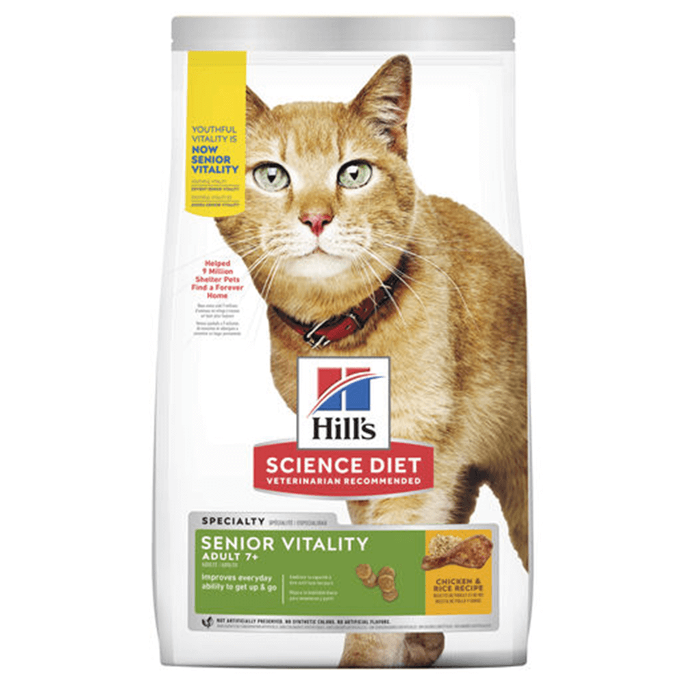 Hill's Science Diet Adult 7+ Senior Vitality dry cat food bag front