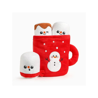 Hugsmart Happy Woofmas Hot Chocolate plush dog toy front view