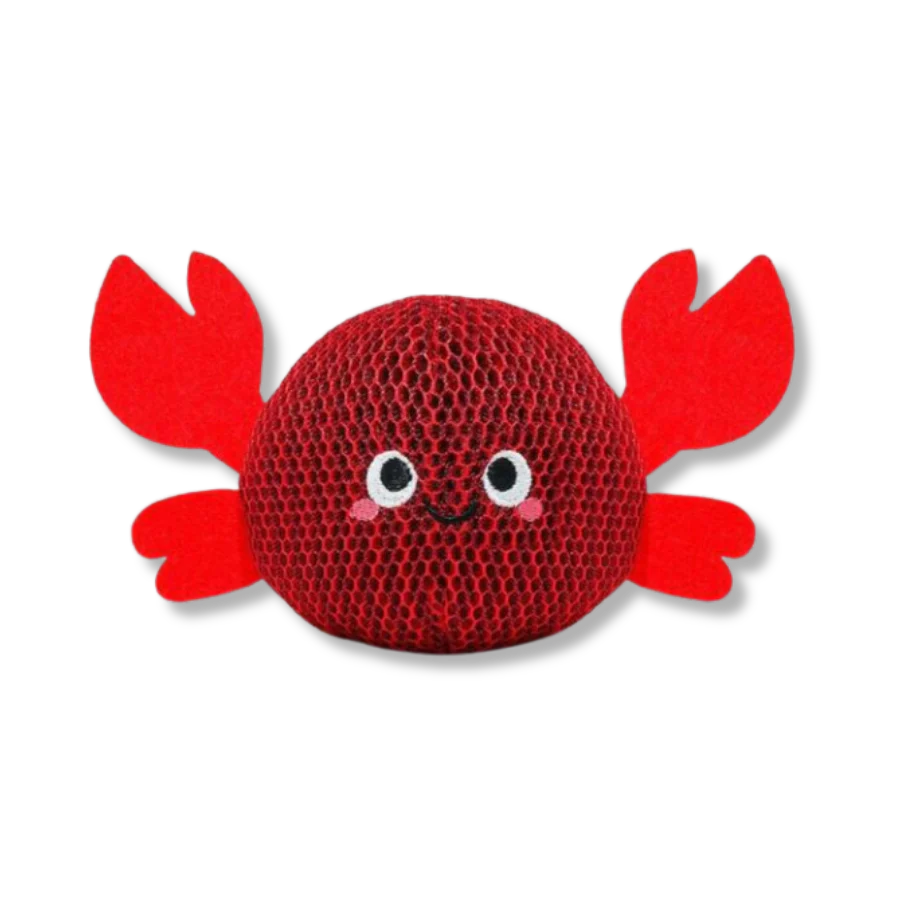 Hugsmart Ocean Pals Super Ball Crab dog toy front view