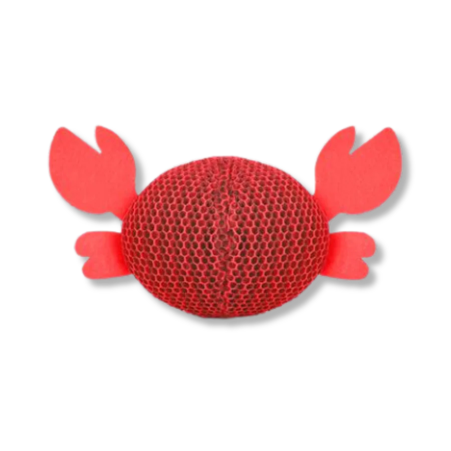 Hugsmart Ocean Pals Super Ball Crab dog toy side view showing texture