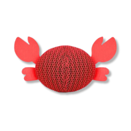 Hugsmart Ocean Pals Super Ball Crab dog toy side view showing texture
