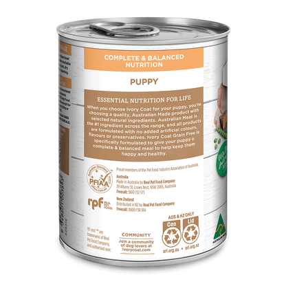 Ivory Coat Grain Free puppy wet food tin side view