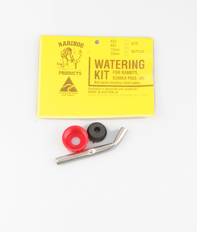 Kariboo Watering Kit fitted to a bottle for small animals