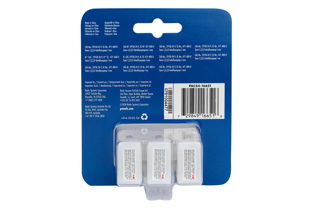 Back of the PetSafe Spray Refill Cartridges packaging