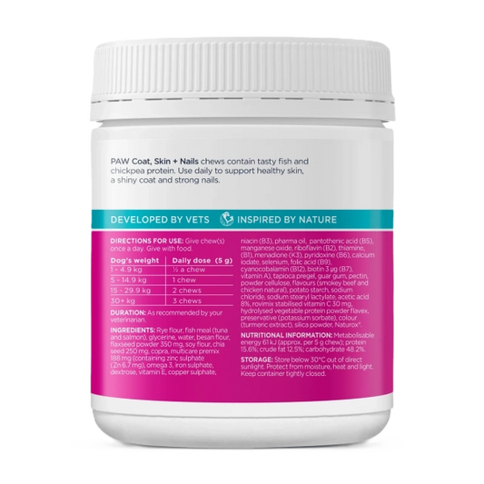PAW Coat, Skin + Nails Multivitamin Chews packaging