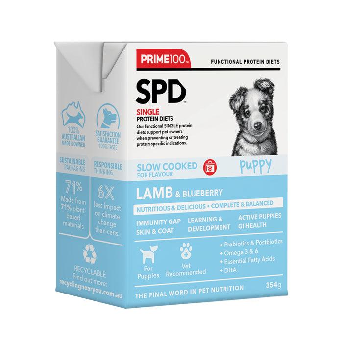 Prime100 SPD Slow Cooked Lamb & Blueberry Puppy 354g roll, front of pack