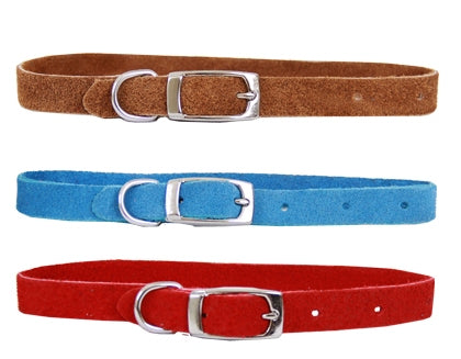 Beau Pets suede puppy collar laid flat