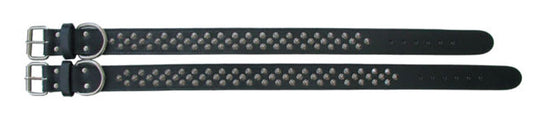Beau Pets studded leather collar, close-up of studs and buckle