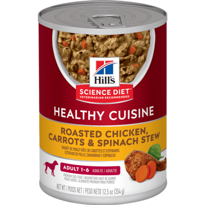 Hill's Science Diet Adult Healthy Cuisine Roasted Chicken Carrots and Spinach Stew tin