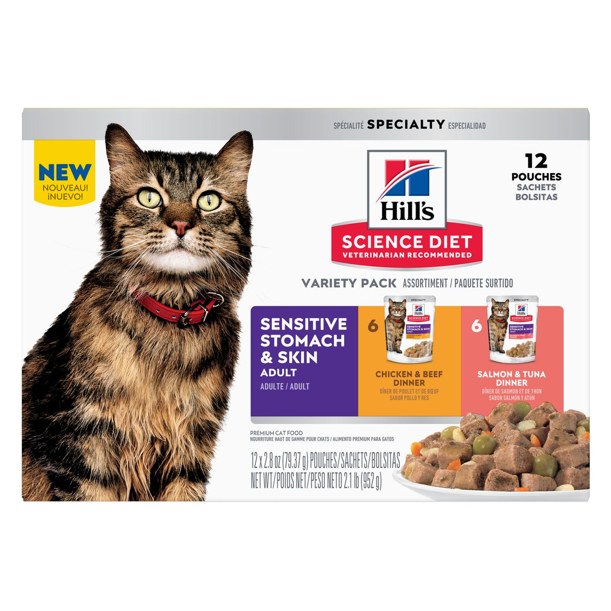Hill's Science Diet Adult Cat Sensitive Skin & Stomach variety pack, front