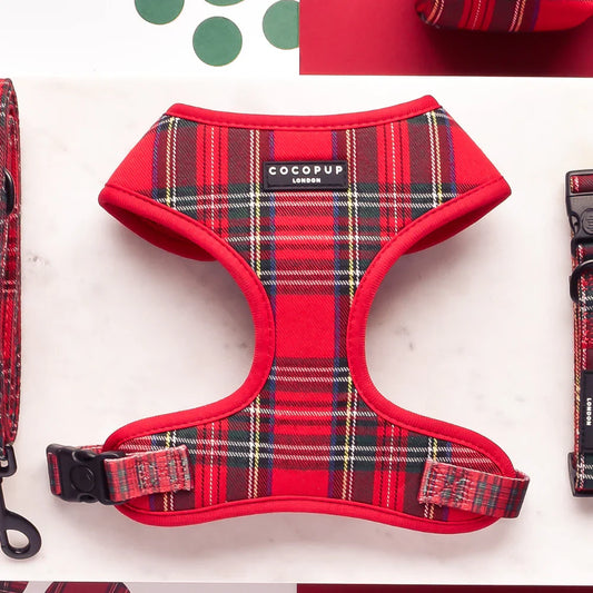 Dogs Adjustable Neck Harness – Tartan
