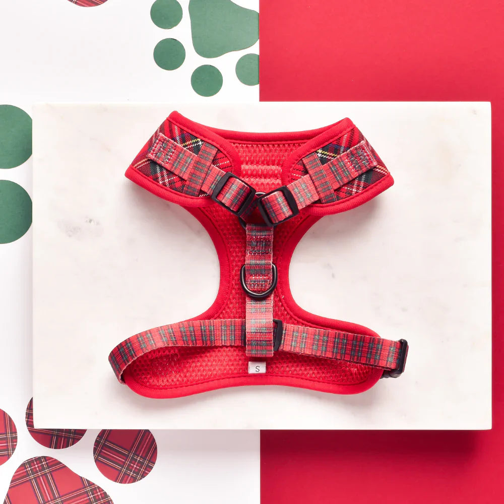 Dogs Adjustable Neck Harness – Tartan