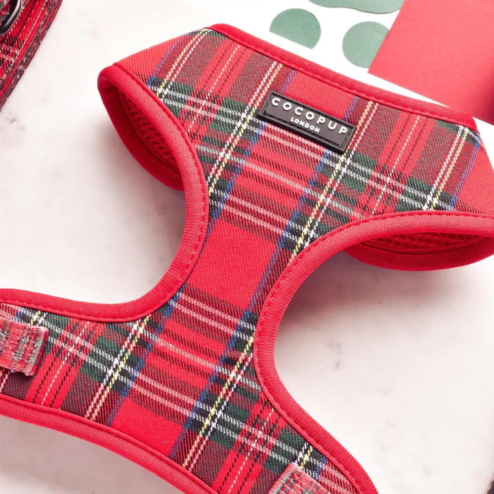 Dogs Adjustable Neck Harness – Tartan