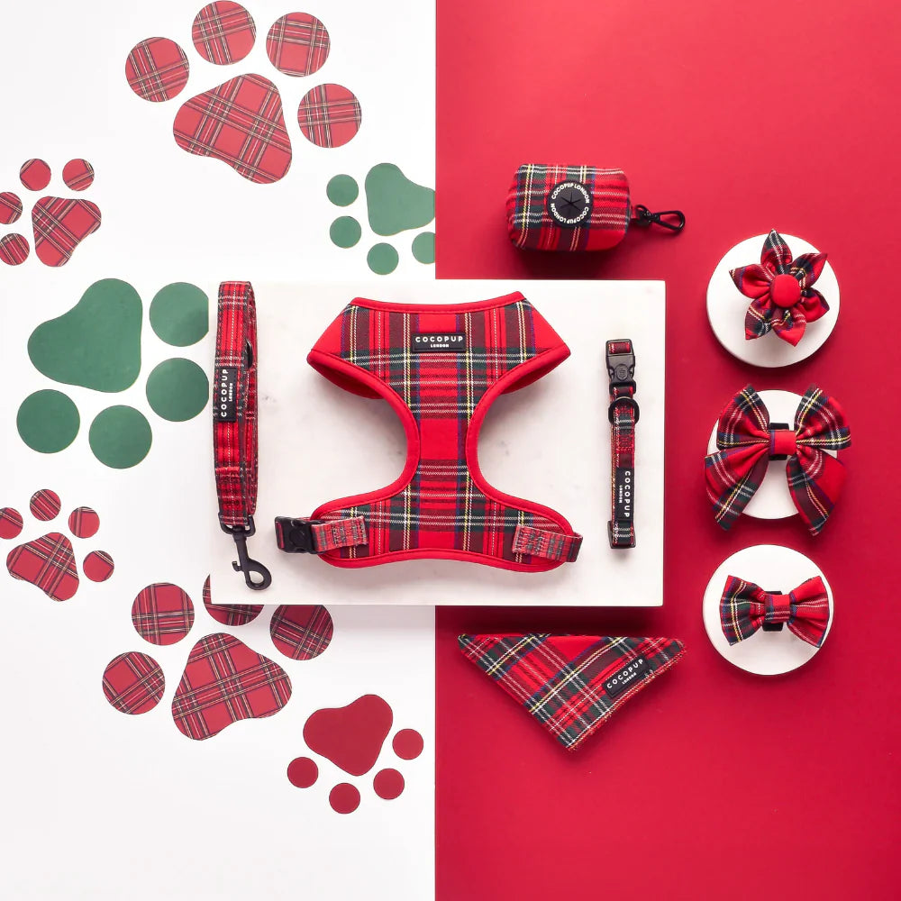 Dogs Adjustable Neck Harness – Tartan
