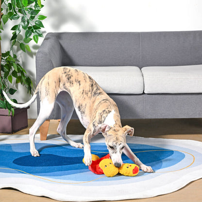 Dog playing with the Hugsmart Food Party Chicken Nuggets toy